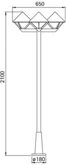 Moderne lantaarnpaal 181, zwart, 3-lamps zwart, wit