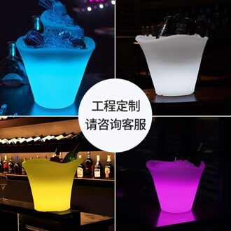 Moderne Led 7 Kleurrijke Verlichting Ijsemmer Ronde Dubbele Plastic Ijsemmer Usb Opladen Bier En Wijn Ijsemmer Voor hotel Ktv Bar paars
