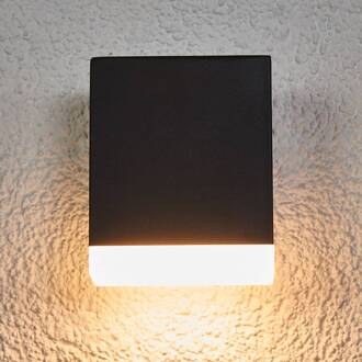 Moderne LED buitenwandlamp Aya in zwart zwart, opaal