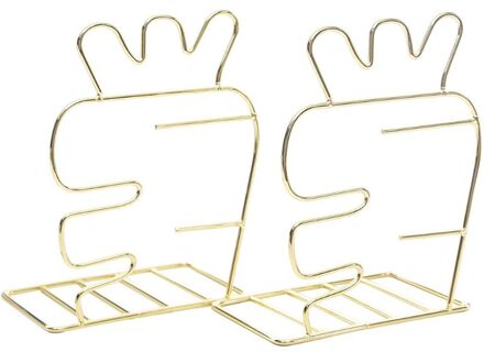 Moderne Metalen Boek Eindigt Decoratieve Boekenplank Decor Voor Slaapkamer Bibliotheek Kantoor School Boek Display Desktop Organizer C26 Goud