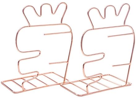 Moderne Metalen Boek Eindigt Decoratieve Boekenplank Decor Voor Slaapkamer Bibliotheek Kantoor School Boek Display Desktop Organizer C26 roos goud