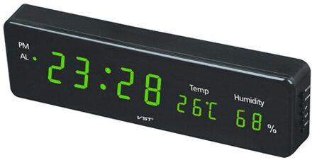 Moderne Minimalistische Thuis Praktische Eu Plug Lcd Digitale Led Elektronische Digitale Wandklok Met Thermometer En Hygrometer groen