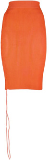 Moderne Oranje Pencilrok Off White , Orange , Dames - S,Xs