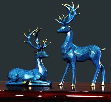 Moderne Origami Elanden Ornamenten Woonkamer Tv Kast Wijnkast Moving Housewarming Nordic Stijl Home Decoratie blauw-M