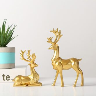 Moderne Origami Elanden Ornamenten Woonkamer Tv Kast Wijnkast Moving Housewarming Nordic Stijl Home Decoratie goud-M