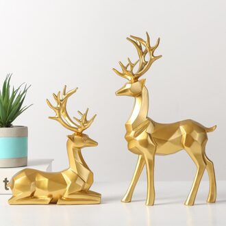 Moderne Origami Elanden Ornamenten Woonkamer Tv Kast Wijnkast Moving Housewarming Nordic Stijl Home Decoratie gouden-L