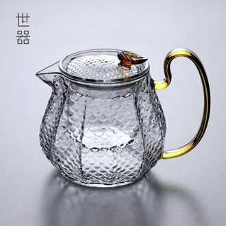 Moderne Persoonlijkheid Huishouden Eenvoudige Thee Maker Hittebestendig Thee Set Filter Glas Hamer Patroon Theepot LB100705 1 pot