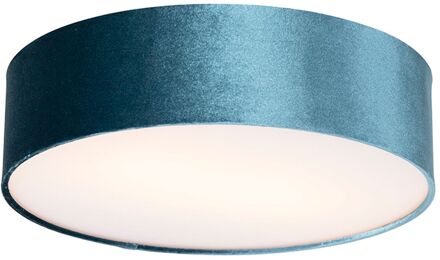 Moderne plafondlamp blauw 40 cm met gouden binnenkant - Drum