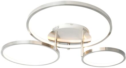 Moderne plafondlamp staal incl. LED en dimmer- Rondas Zilver