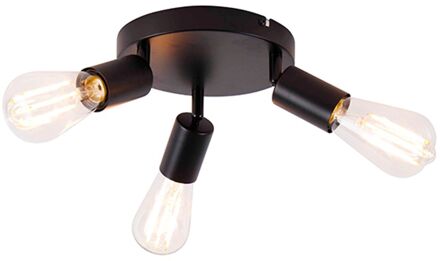 Moderne plafondlamp zwart 3-lichts rond - Facil