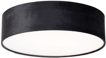 Moderne plafondlamp zwart 40 cm met gouden binnenkant - Drum