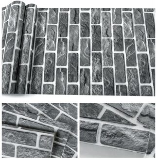 Moderne Steen Pvc Behang Baksteen Behang Roll Voor Woonkamer Tv Achtergrond Home Decor Muurstickers Pvc Decals licht kaki