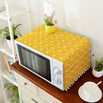 Moderne Stijl Linnen Cover Magnetron Stofdicht Deksel Magnetron Afzuigkap Home Decor Magnetron Handdoek Met Pouch Thuis Supply