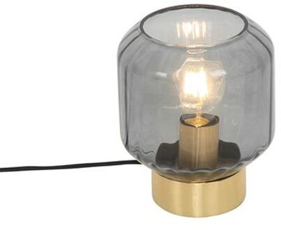 Moderne tafellamp messing met smoke glas - Stiklo Goud