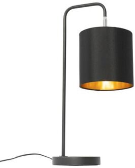 Moderne tafellamp zwart met gouden binnenkant - Lofty