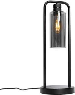 Moderne tafellamp zwart met smoke glas - Stavelot