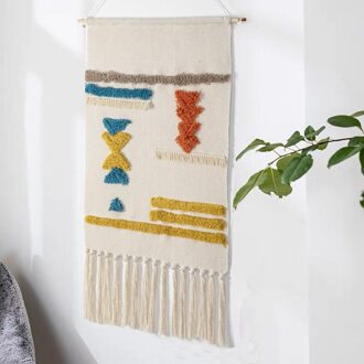 Moderne Tapestry Hand Geweven Nordic Stijl Ins Katoenen Draad Geweven Kleurendruk Hand Geknoopt Kwastje Wanddecoratie Home Decor 7