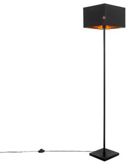 Moderne vloerlamp zwart met goud vierkant - VT 1