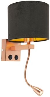 Moderne wandlamp koper met kap velours zwart - Brescia