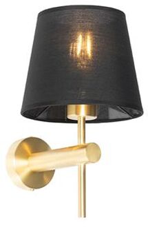 Moderne wandlamp messing met zwart - Pluk Goud