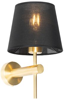 Moderne wandlamp messing met zwart - Pluk Goud