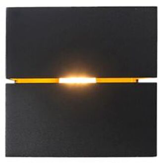 Moderne wandlamp zwart met goud 9,7 cm - Transfer Groove
