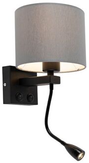 Moderne wandlamp zwart met grijze kap - Brescia Grijs