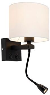 Moderne wandlamp zwart met witte kap - Brescia