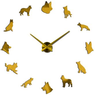 Moderne Woninginrichting Woonkamer Stickers Spiegel Acryl Materiaal Wandklok Moderne Stijl Muur Quartz Klokken goud / 37duim