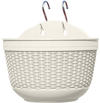Moderne Zelf Gieter Tuin Bloem Mand Tuin Decoratie Outdoor Muur Opknoping Bloempot Pvc Plant Pot Houder Jardín wit