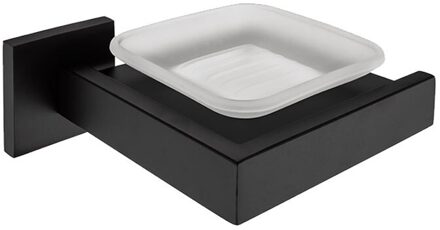 Moderne Zwarte Vierkante Badkamer Hardware Set wall mount handdoekenrek haak papier houder voor badkamer accessoires set sturen uit Brazilië SOAP DISH