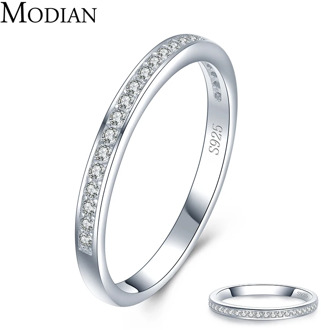 Modian Classic Simple 100% 925 Sterling Silver Charm AAA Zirconia Finger Rings for Women Wedding Engagement Statement Jewelry