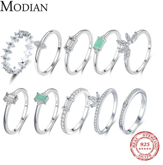 MODIAN Fashion 100% 925 Sterling Silver Tourmaline Finger Rings Classic Clear CZ Wedding Jewelry For Women Engagement Fine Gift
