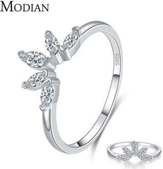 Modian New 100% 925 Sterling Silver Rhombus AAA Clear CZ Crown Fashion Gold Color Finger Ring For Women Fine Wedding Jewelry