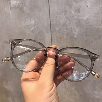 Modieuze Bril Frame Voor Vrouwen Vintage Blauw Licht Computer Mannen Spektakel Ronde Optische Eyewear grijs