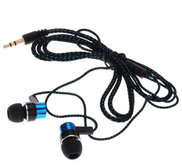Modieuze In-Ear Stereo Oortelefoon Gevlochten Draad Headset Sport Oortelefoon Voor Running Muziek Telefoon Pc Oortelefoon Blauw