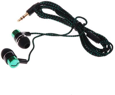 Modieuze In-Ear Stereo Oortelefoon Gevlochten Draad Headset Sport Oortelefoon Voor Running Muziek Telefoon Pc Oortelefoon groen