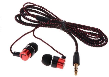 Modieuze In-Ear Stereo Oortelefoon Gevlochten Draad Headset Sport Oortelefoon Voor Running Muziek Telefoon Pc Oortelefoon Rood