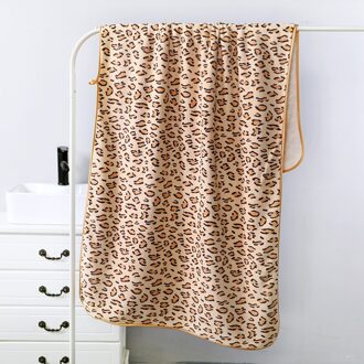 Modieuze Luipaard Print Coral Fleece Badhanddoek Strandlaken Zacht En Absorberend 70*140Cm Badkamer Handdoek 03