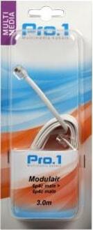 Modulair 6p4c naar 6p4c wit 3.0 mtr.