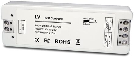 Modus # LV; 0/1-10 V Constante Spanning LED Dimmer; DC5-24V ingang; 8A * 1CH output