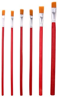 MODYCON 6 Stks/set Kids Student Aquarel Gouache Pen Nylon Haar Rode Houten Handvat Penseel Set Tekening Art Supplies