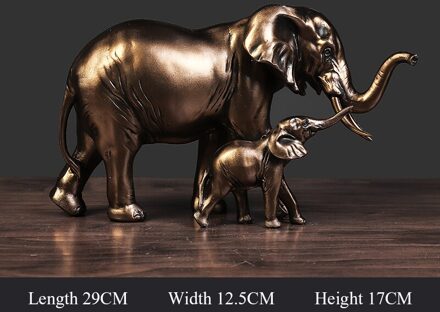 Moeder En Kind Olifant Hars Ambachten Ornamenten Interieur Decoratie bronzen-L