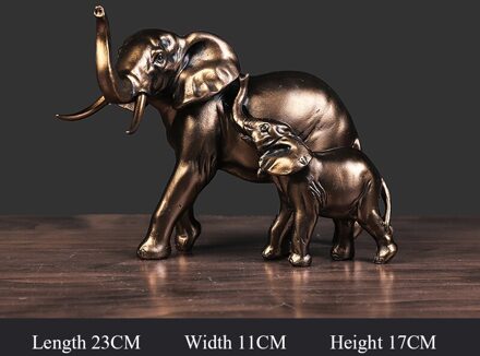 Moeder En Kind Olifant Hars Ambachten Ornamenten Interieur Decoratie bronzen-S