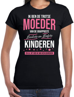 Moeder is trots op kinderen fun kado shirt zwart voor dames XL