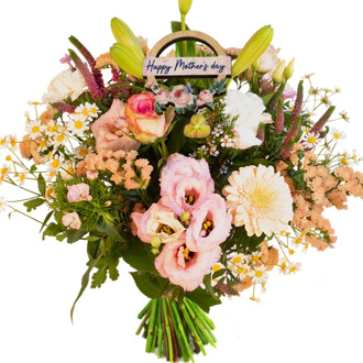 Moederdag boeket pastel roze zalm wit