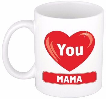 Moederdag cadeau beker / mok - I Love You Mama - 300 ml keramiek Multikleur