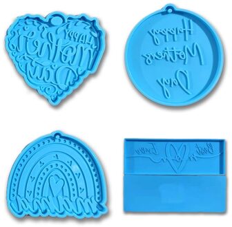 Moederdag Serie Hangers Epoxyhars Mal Sleutelhanger Siliconen Mal Diy Ambachten Sieraden Casting Tool Zeep Maken 4stk
