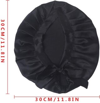 Moerbei Zijde Slaapmutsje Slapen Cap Pure Zijde Haar Wrap Verstelbare Elastische Band Slapen Beanie zwart