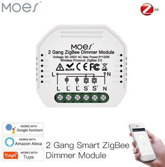 Moes Tuya Zigbee 3.0 Smart Lichtschakelaar Relais Module 1/2/3 Gang Smart Leven/Tuya App Controle, werkt Met Alexa Google Home Yandex 2 Gang Dimmer Switch